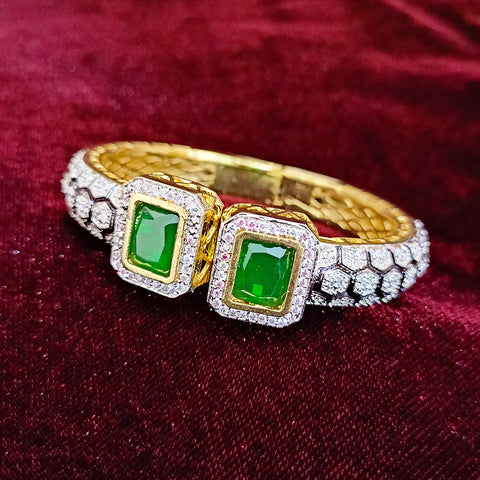 Semi-Precious Green Color American Diamond Openable Bracelet (Design 87)