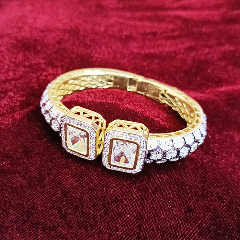 Semi-Precious White Color American Diamond Openable Bracelet (Design 92)