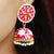 Magenta Enamel Beautifully White Beaded Pearl Jhumki Earrings (E344)
