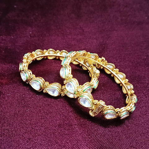 Designer Gold Plated Royal Kundan Openable Bracelet (Design 103)