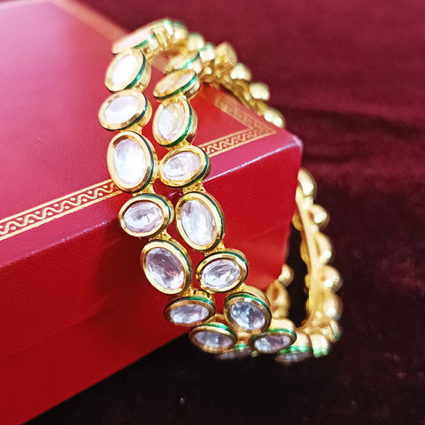 Designer Gold Plated Royal Kundan Openable Bracelet (Design 96)