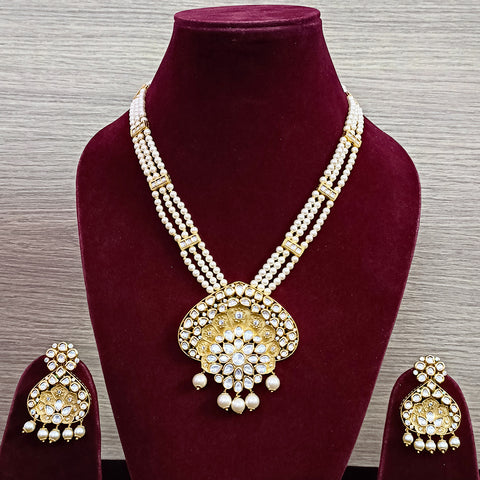 Designer Gold Plated Royal Kundan Pendant Set (D343)