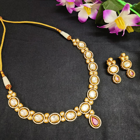 Designer Royal Kundan & Ruby Necklace with Earrings (D403)