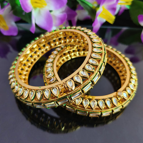 Designer Gold Plated Royal Kundan Openable Bracelet (Design 116)