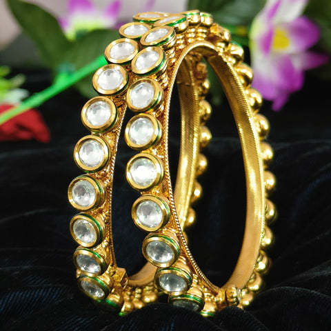 Designer Gold Plated Royal Kundan Openable Bracelet (Design 114)