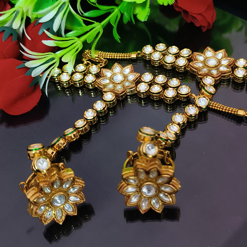 Designer Gold Plated Royal Kundan Openable Haath Phool (Design 117)