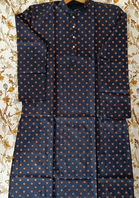 Men's Designer Cotton Kurta Pajama in Blue Color (D80)
