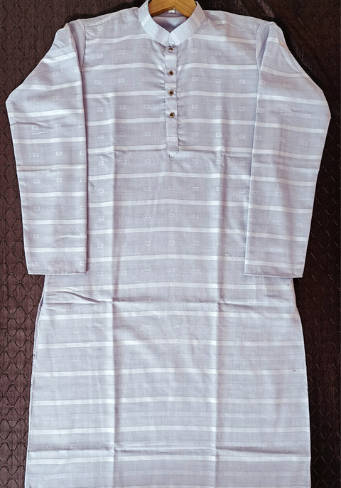 Men's Designer Cotton Kurta Pajama in Grey Color (D82)