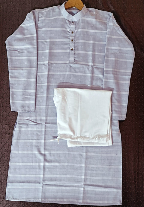 Men's Designer Cotton Kurta Pajama in Grey Color (D82)