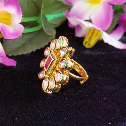 Designer Gold Plated Kundan Ring (Design 73)