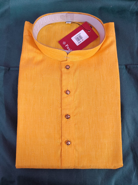 Men's Designer Cotton Kurta Pajama in Yellow Color (D81)