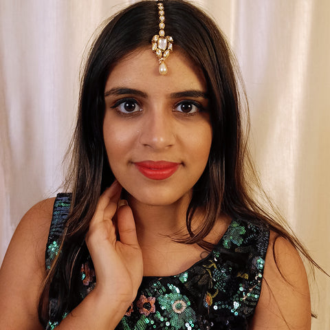 Designer Gold Plated Royal Kundan Maangtikka (D34)