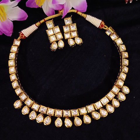 Designer Gold Plated White Kundan Set (D140)