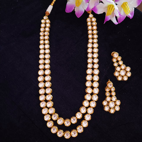 Designer Gold Plated Royal Kundan Necklace with Earrings (D422)