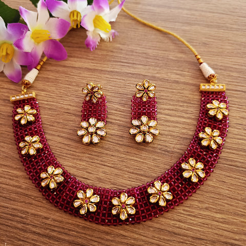 Designer Multi Layer Royal Kundan Necklace with Earrings (D255)