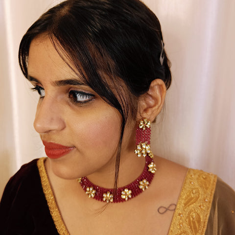 Designer Multi Layer Royal Kundan Necklace with Earrings (D255)