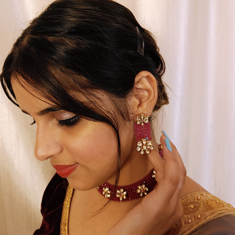 Designer Multi Layer Royal Kundan Necklace with Earrings (D255)