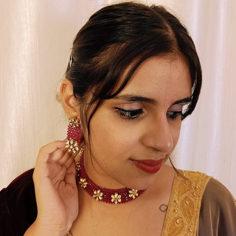 Designer Multi Layer Royal Kundan Necklace with Earrings (D255)