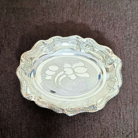 925 Silver Oval Tray, Silver Utensil, Silver Pooja Article (D2)