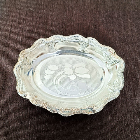 925 Silver Oval Tray, Silver Utensil, Silver Pooja Article (D2)