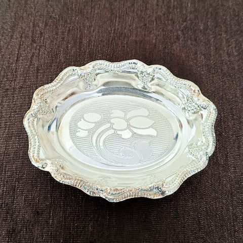 925 Silver Oval Tray, Silver Utensil, Silver Pooja Article (D2)