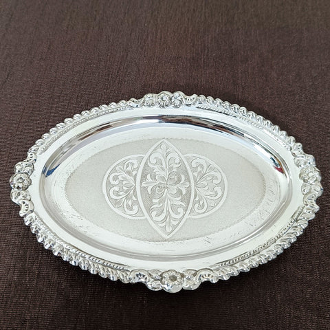 925 Silver Oval Tray, Silver Utensil, Silver Pooja Article (D1)