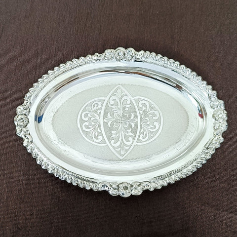 925 Silver Oval Tray, Silver Utensil, Silver Pooja Article (D1)
