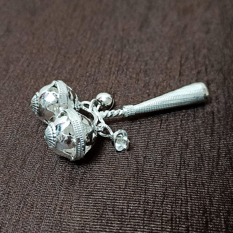 Pure Silver Baby Rattle with Whistle (Design 7)