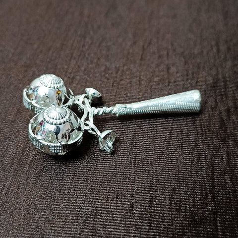 Pure Silver Baby Rattle with Whistle (Design 8)