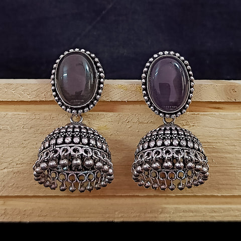 Traditional Style Oxidized Earrings With Black Color Beads for Casual Party (E592)