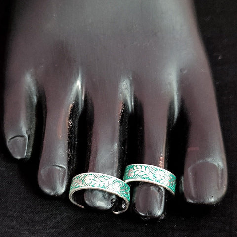 925 Silver Adjustable Toe Rings Pair (Design 136)