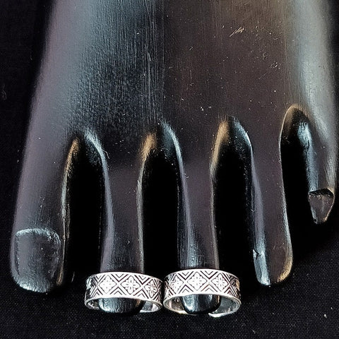 925 Silver Adjustable Toe Rings Pair (Design 128)
