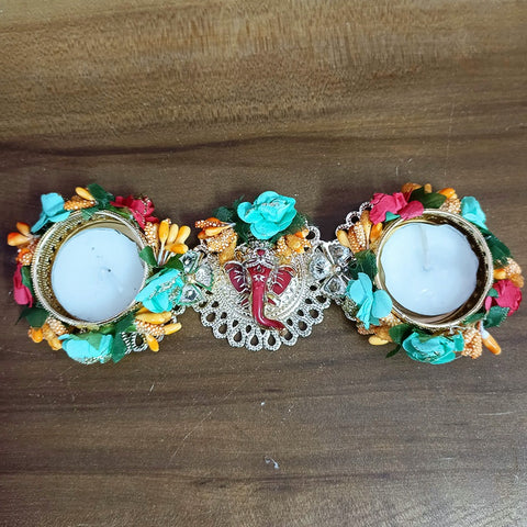 Set Of 2-Designer Candles/Diya with Ganesha (D59)