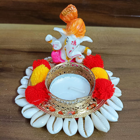 Designer Floral Ganesha Diya/Lamp (D62)