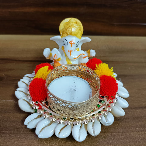 Designer Floral Ganesha Diya/Lamp (D61)