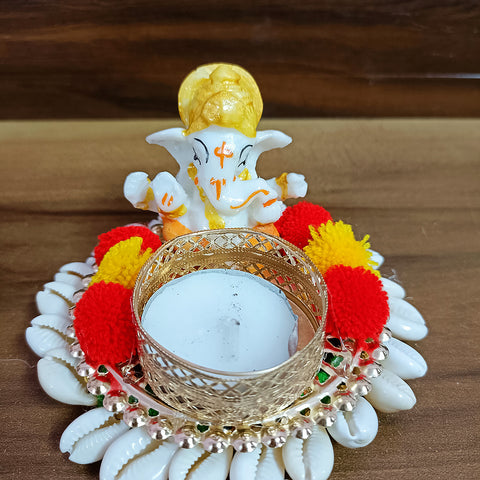 Designer Floral Ganesha Diya/Lamp (D61)