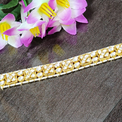 Designer Gold Plated Royal Kundan Openable Bracelet (Design 137)