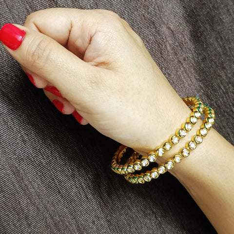 Designer Gold Plated Royal Kundan Openable Bracelet (Design 138)