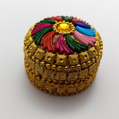 Golden & Multicolor Handcraft Gifting Sindoor Moti Dibbi/Kumkum Box Gift Fancy Decorative (D8)