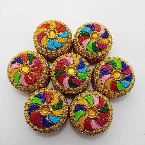 Golden & Multicolor Handcraft Gifting Sindoor Moti Dibbi/Kumkum Box Gift Fancy Decorative (D8)