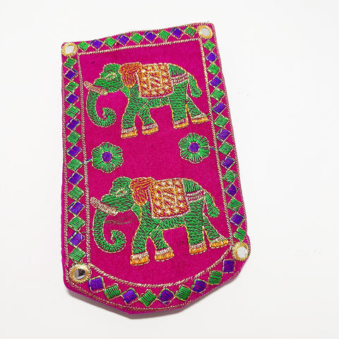 Designer Embroidered Mobile-Phone Pouch Cover with Purse Pocket and Sari Hook for Women (D3)