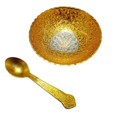 Gold and Silver Plated Serving Bowl, Decorative Serving Bowl, Return Gift For Wedding And Housewarming (D14)