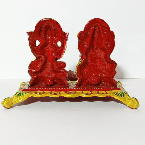 Metal Handcrafted Ganesha Laxmi with Diya Showpiece for Home Decor (D29)