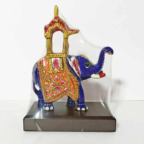 Metal Hand painted Ambari Elephant with Enamel Coating (D26)