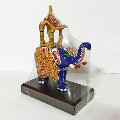 Metal Hand painted Ambari Elephant with Enamel Coating (D26)