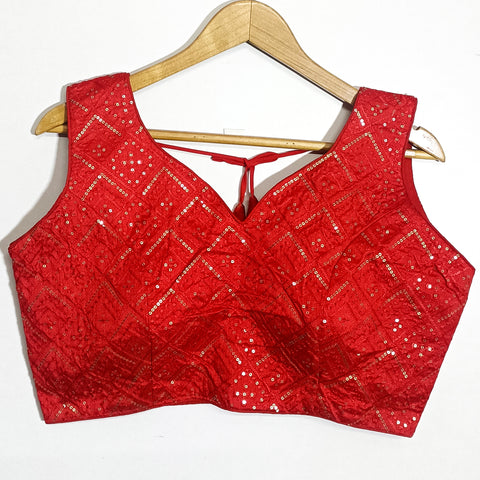 Red Color Designer Sequins & Embroidered Blouse For Wedding & Party Wear (Design 1031)