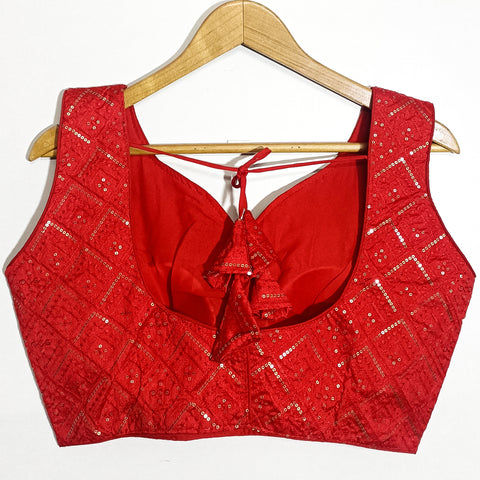Red Color Designer Sequins & Embroidered Blouse For Wedding & Party Wear (Design 1031)
