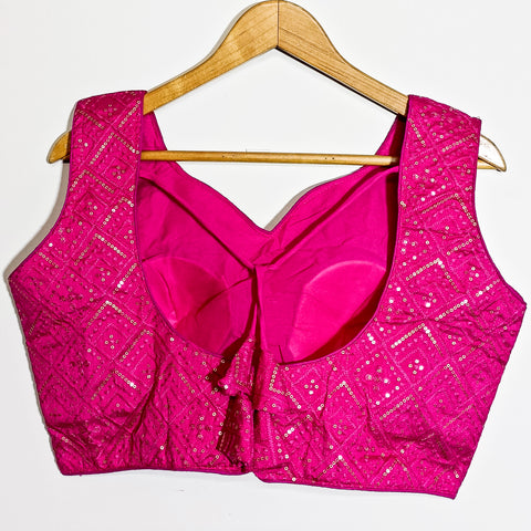 Magenta Color Designer Sequins & Embroidered Blouse For Wedding & Party Wear (Design 1034)