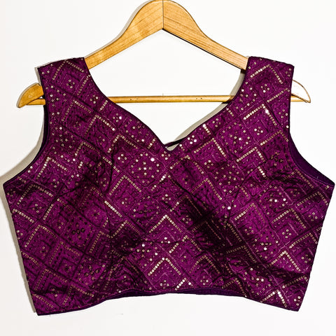 Purple Color Designer Sequins & Embroidered Blouse For Wedding & Party Wear (Design 1035)