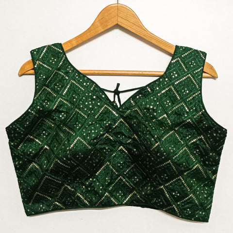 Green Color Designer Sequins & Embroidered Blouse For Wedding & Party Wear (Design 1037)